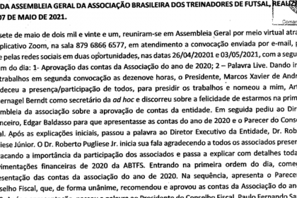 Ata da Assembleia Geral da Associação Brasileira de Treinadores de Futsal