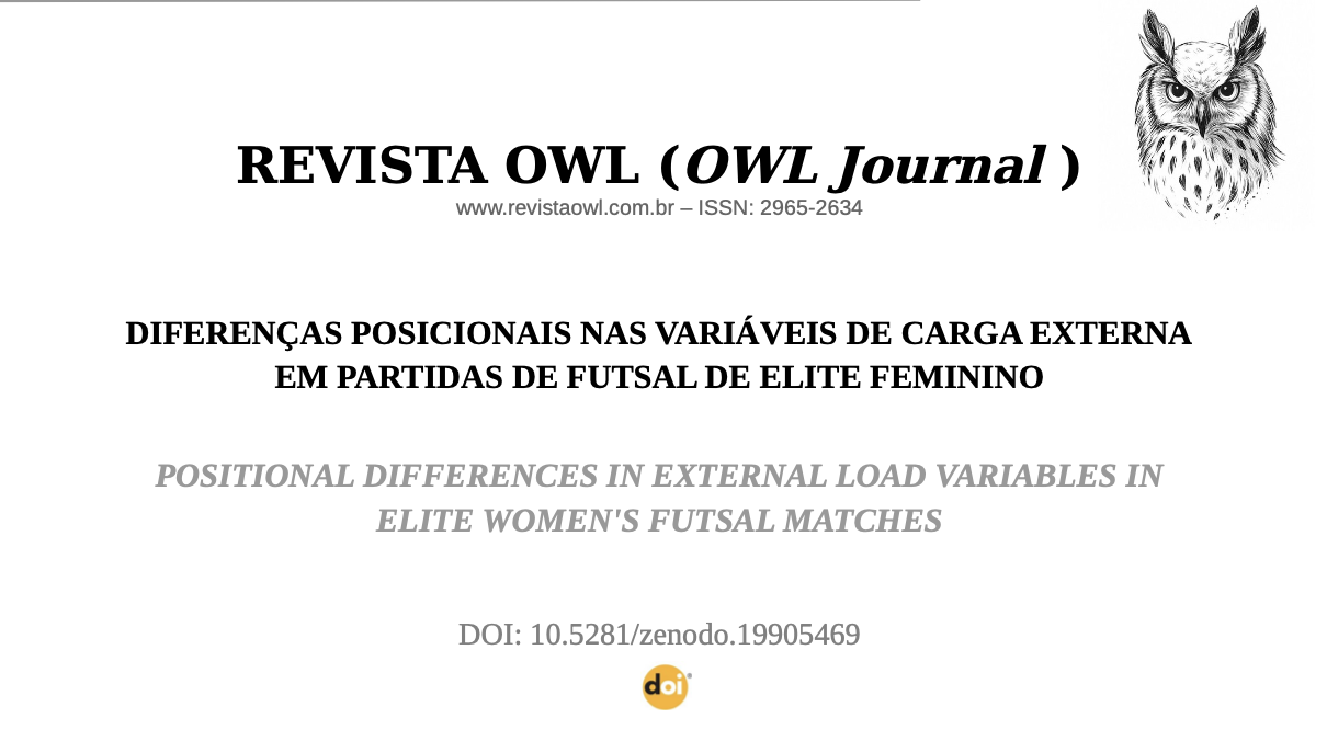 DIFERENÇAS POSICIONAIS NAS VARIÁVEIS DE CARGA EXTERNA EM PARTIDAS DE FUTSAL DE ELITE FEMININO